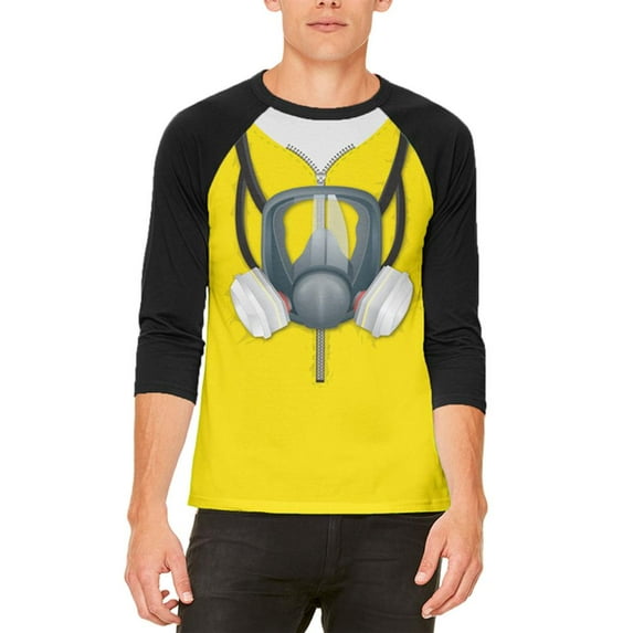Lab Cooker Hazmat Suit Costume Mens Raglan T Shirt White-Black LG
