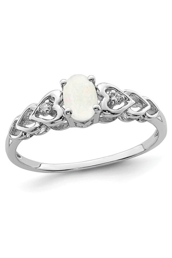 Gem & Harmony Lab-Created 1/4 Carat (Ctw) Opal Sterling Silver Heart Ring for Women