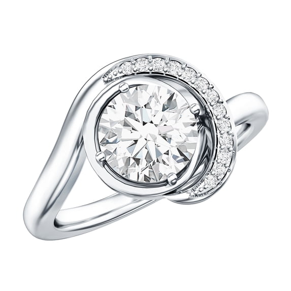 Lab Created 1 Carat Diamond Engagement Ring - EF-VS Quality - Ideal For Gift, 10K White Gold, US 3.50