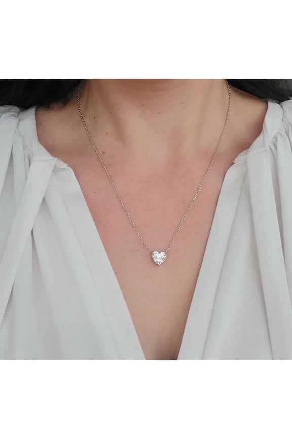 Lab Created 2.00 Cts Heart Shape Lab Craeted Diamond Gold Pendant 14k White Gold Plated