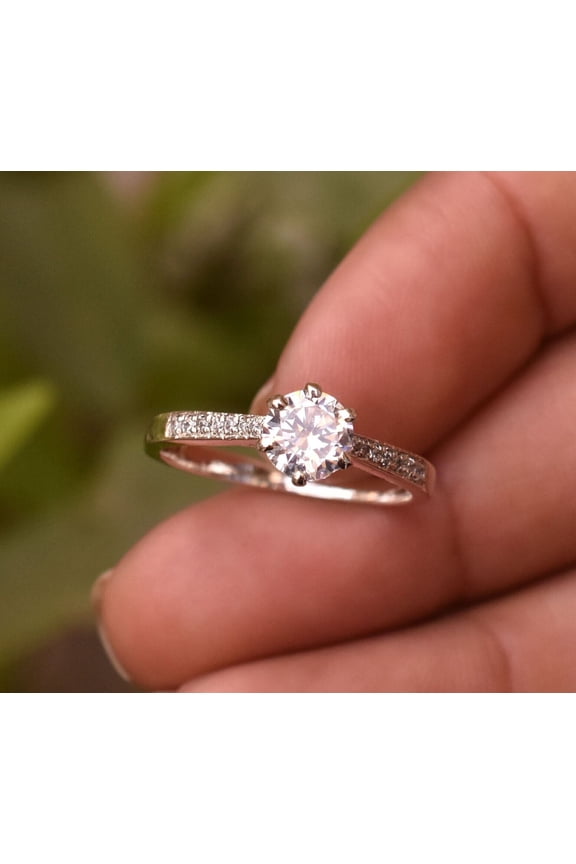 Lab-Created 925 Silver Frog Rings Cubic Diamond Engagement Jewelry Size 6