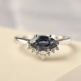 thumbnail image 1 of Lab Created Alexandrite crown wedding ring solid silver marquise cut color changing gemstone evil eye ring June birthstone, 1 of 3