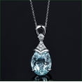 thumbnail image 1 of Lab Created Aquamarine Teardorop solitaire Pendant 1 Ct Oval Cut 14K White Gold Plated, 1 of 3