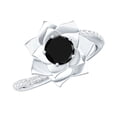 thumbnail image 1 of Rosec Jewels Lab Grown Black Diamond Flower Engagement Ring (0.8 Ct, AAAA Grade) - Black and White Diamond Ring - with Jewelry Box, 10K White Gold, US 12.50, 1 of 8