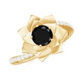 thumbnail image 1 of Rosec Jewels Lab Grown Black Diamond Flower Engagement Ring (0.8 Ct, AAAA Grade) - Black and White Diamond Ring - with Jewelry Box, 18K Yellow Gold, US 7.00, 1 of 8