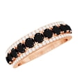 thumbnail image 1 of Rosec Jewels Lab Created Black Diamond Half Eternity Band Ring with White Diamond (AAAA Quality), 10K Rose Gold, US 10.00, 1 of 8