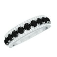 thumbnail image 1 of Lab Created Black Diamond Half Eternity Band Ring with Diamond (AAAA Quality), 18K White Gold, US 6.50, 1 of 8