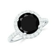 thumbnail image 1 of Rosec Jewels Lab Grown Black Diamond Engagement Ring with Halo - 8 mm - Black and White Diamond Ring - AAAA Quality Certified, 18K White Gold, US 3.00, 1 of 9