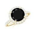 thumbnail image 1 of Rosec Jewels Lab Grown Black Diamond Engagement Ring with Halo - 8 mm - Black and White Diamond Ring - AAAA Quality Certified, 18K Yellow Gold, US 12.00, 1 of 9