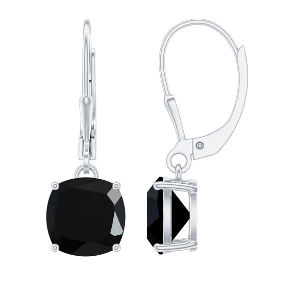 Rosec Jewels Lab Created Black Diamond Solitaire Drop Earrings for Women - AAAA Quality, 10K White Gold