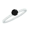 thumbnail image 1 of Rosec Jewels Certified Lab Grown Black Diamond Promise Ring for Women - 5 mm - AAAA Quality - Black and White Diamond Ring, 10K White Gold, US 3.50, 1 of 9