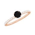 thumbnail image 1 of Rosec Jewels Lab Created Black Diamond Solitaire Promise Ring with Diamond Side Stones, Dainty Black Gemstone Ring (1.50 CT, AAAA Quality), 14K Rose Gold, US 11.50, 1 of 8