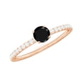 thumbnail image 1 of Rosec Jewels Lab Created Black Diamond Solitaire Promise Ring with Diamond Side Stones, Dainty Black Gemstone Ring (1.50 CT, AAAA Quality), 14K Rose Gold, US 9.00, 1 of 8