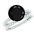thumbnail image 1 of Rosec Jewels Lab Grown Black Diamond Wedding Bridal Ring Set - 10 mm Solitaire Engagement Ring with Wedding Band - AAAA Grade, 925 Sterling Silver, US 11.50, 1 of 7