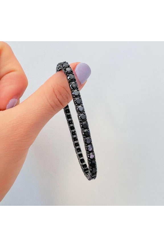 Lab Created Black Diamond Tennis Bracelet for Men & Women 10Ct Round Cut 14K Black Gold Plated