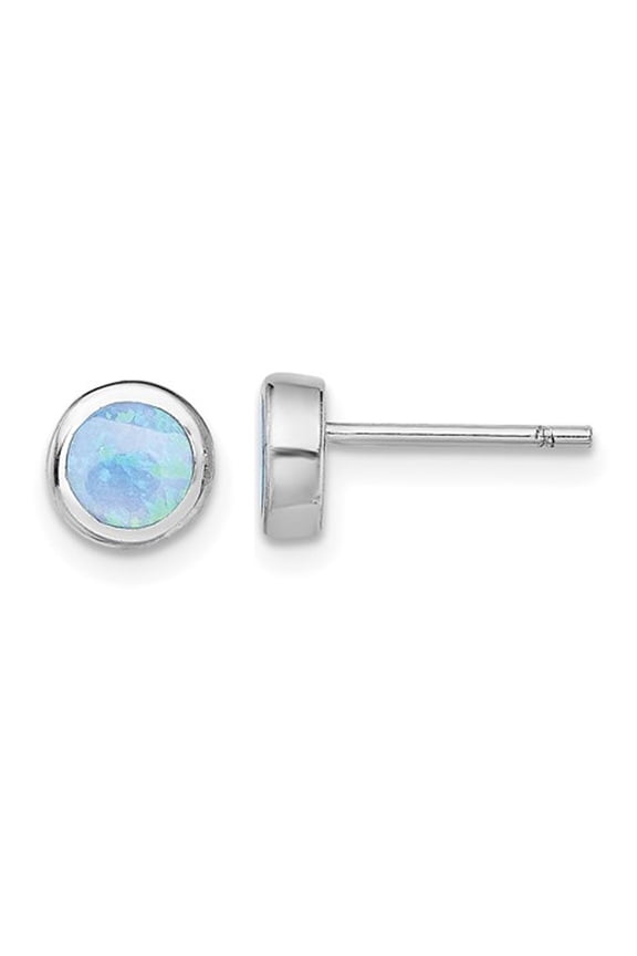 Lab-Created Blue Opal 3mm Solitaire Stud Earrings in Sterling Silver for Women