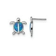 thumbnail image 1 of Gem & Harmony Lab-Created Blue Opal Turtle Stud Earrings in Sterling Silver for Women, 1 of 5