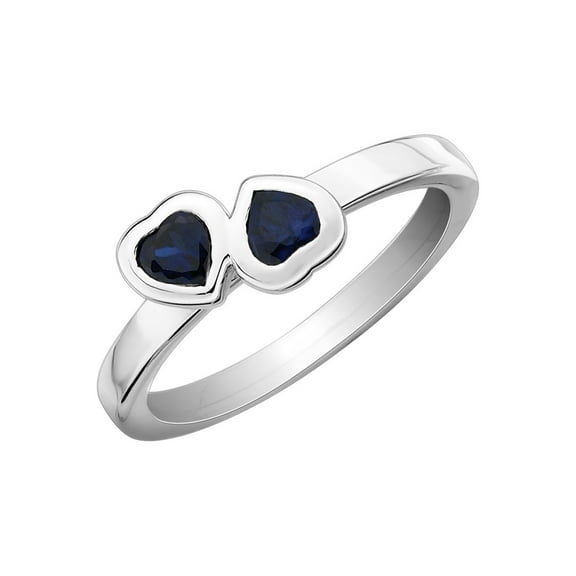 Lab-Created Blue Sapphire Double Heart Ring 1/2 Carat (Ctw) in Sterling Silver for Women