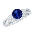 thumbnail image 1 of Rosec Jewels Lab Created Blue Sapphire Ring with Diamond for Women, Crossover Ring, 18K White Gold, US 7.00, 1 of 9
