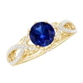 thumbnail image 1 of Rosec Jewels Lab Created Blue Sapphire Ring with Diamond for Women, Crossover Ring, 18K Yellow Gold, US 11.50, 1 of 9