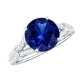 thumbnail image 1 of Rosec Jewels Certified Lab Grown Blue Sapphire Engagement Ring - 2.7 Carat - AAAA Grade Sapphire Diamond Ring - with Jewelry Box, 10K White Gold, US 3.50, 1 of 9