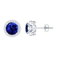 thumbnail image 1 of Rosec Jewels Lab Grown Blue Sapphire Stud Earrings for Women - 6 mm - AAAA Grade - Sapphire Moissanite Earrings with Screw Back, 10K White Gold, 1 of 7