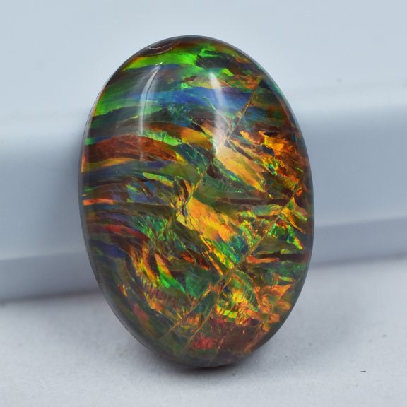 Lab-Created CERTIFIED Boulder Opal Multi-Color 8.50 Ct Oval Cut Loose Gemstone