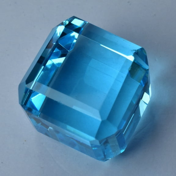 Lab-Created Cube Cut BLUE Aquamarine 51.39 Ct Loose Gemstone CERTIFIED Huge Size