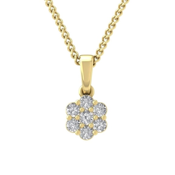 Lab Created Diamond 14K Yellow Gold Plated Pendant 18" Silver Cable Chain