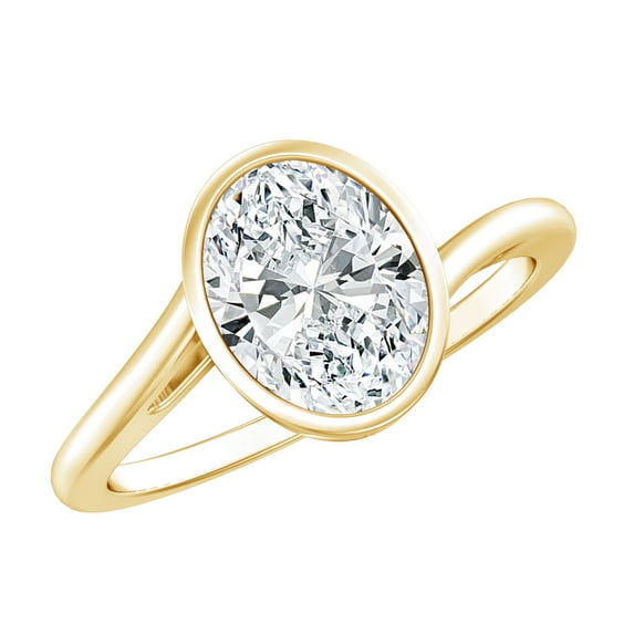 Rosec Jewels Lab Created Diamond 6x8 mm Oblong Engagement Ring - Ef -Vs Quality, 18K Yellow Gold, US 11.50
