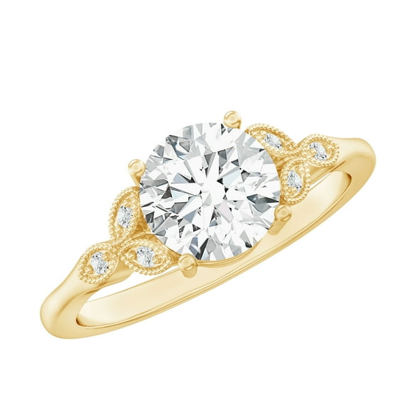 Rosec Jewels Lab Created Diamond Designer Engagement Ring - EF-VS Quality - Ready To Gift, 18K Yellow Gold, US 7.00