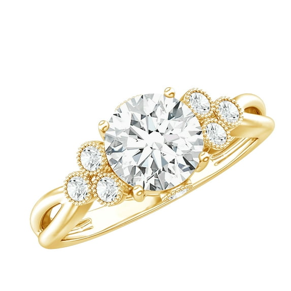 Rosec Jewels Lab Created Diamond Designer Engagement Ring for Women - EF-VS Grade Certified, 18K Yellow Gold, US 10.00