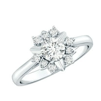 Rosec Jewels Lab Created Diamond Flower Engagement Ring for Women (EF-VS Quality Certified), 925 Sterling Silver, US 4.00