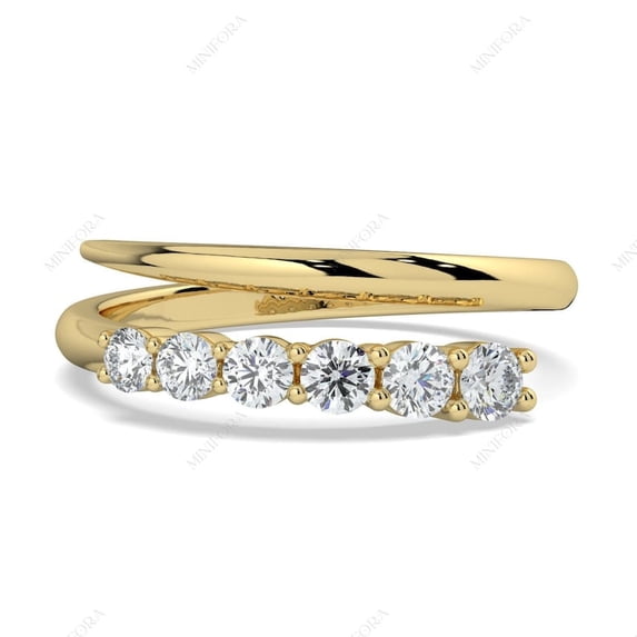 Open Pass Rings Lab Created Diamond Graduated Spiral Wrap Ring, 14K Gold Plated 925 ...