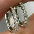 thumbnail image 1 of Lab Created Diamond Huggie Hoop Earring's 14K White Gold Plated 1.00CT Round Cut, 1 of 4