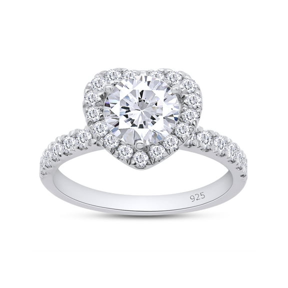 Lab Created Diamond Moissanite Engagement Rings for Women Wedding Rings 1.40ct D Color VVS1 Clarity Round Cut Moissanite Ring in 925 Sterling Silver plated with 18K White Gold - 4