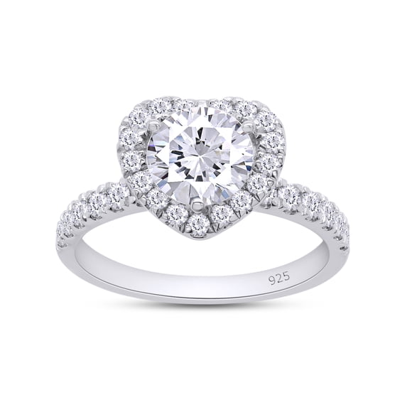 Lab Created Diamond Moissanite Engagement Rings for Women Wedding Rings 1.40ct D Color VVS1 Clarity Round Cut Moissanite Ring in 925 Sterling Silver plated with 18K White Gold - 5.5