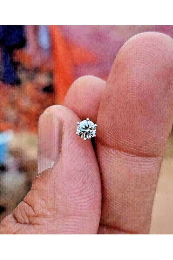 Lab Created Diamond Solitaire Nose Dainty Nose Piercing 14k Yellow Gold Plated Screw On