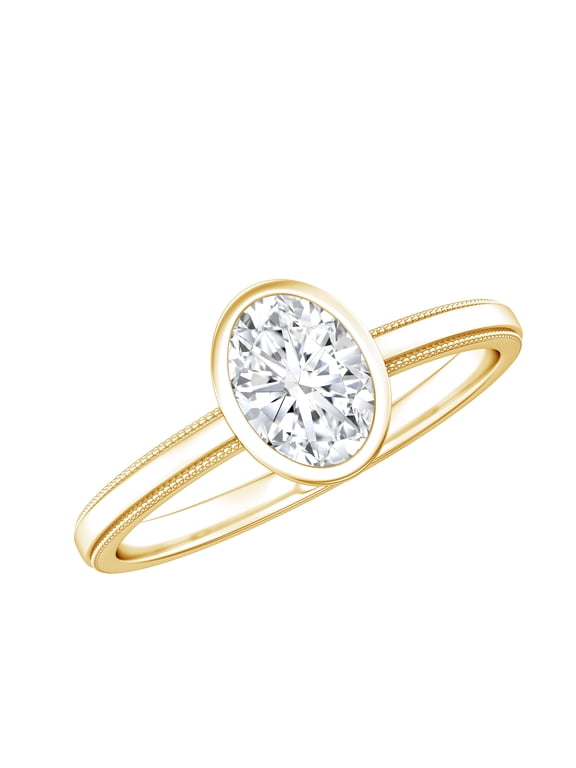 Lab Created Diamond Solitaire Ring - 1 Carat - Oval Engagement Ring - EF-VS Grade, 14K Yellow Gold, US 7.00