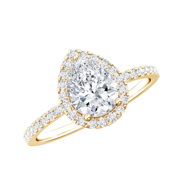 Rosec Jewels Lab Created Diamond Teardrop Engagement Ring - 6X8 MM - EF-VS Grade Certified, 18K Yellow Gold, US 5.00