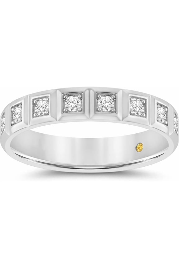Lab Created Diamond Wedding Rings for Women | 10 K White Gold Certified 1/4 CTTW Wide Diamond Anniversary Bands and Stacking Ring | Ring Size 7