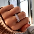 thumbnail image 1 of Lab Created Diamonds 1Ct Eternity Band Engagement Ring 14K White Gold Plated Silver, 1 of 4