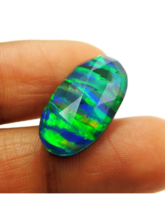 Lab-Created Doublet Multi Color Oval Cut 8.15 Ct CERTIFIED Ring Loose Gemstone