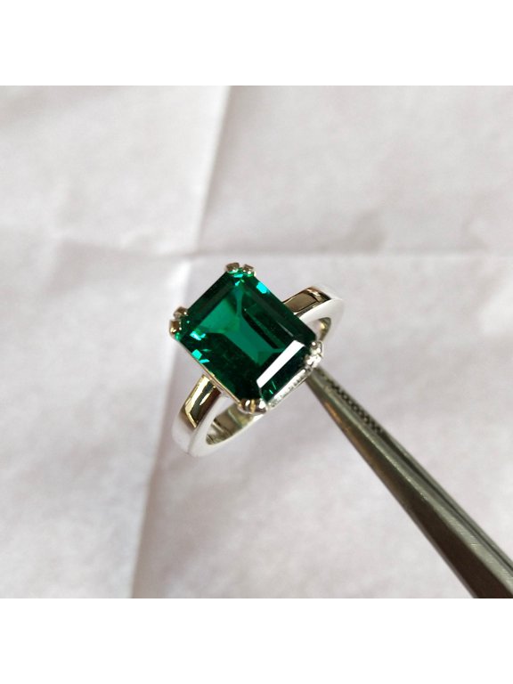 Lab Created Emerald, 925 Silver Ring, Ring for Men & Women Both, Green Gemstone Ring, Engagement Ring, hand made ring, ring for gift