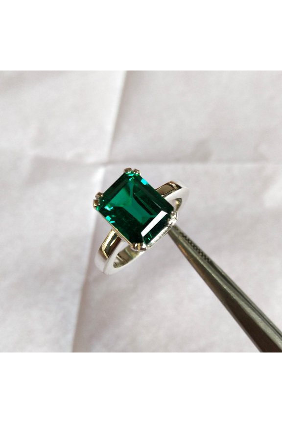 Lab Created Emerald, 925 Silver Ring, Ring for Men & Women Both, Green Gemstone Ring, Engagement Ring, hand made ring, ring for gift