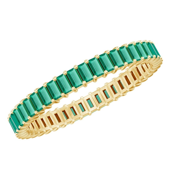Rosec Jewels Lab Created Emerald Baguette Eternity Ring for Women (2.75 CT), 18K Yellow Gold, US 9.50