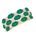 thumbnail image 1 of Rosec Jewels Lab Grown Emerald 3 Row Wedding Band for Women - AAAA Quality - Certified Emerald Diamond Ring - with Jewelry Box, 10K Yellow Gold, US 12.00, 1 of 8