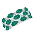 thumbnail image 1 of Rosec Jewels Lab Grown Emerald 3 Row Wedding Band for Women - AAAA Quality - Certified Emerald Diamond Ring - with Jewelry Box, 925 Sterling Silver, US 4.00, 1 of 8