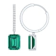 thumbnail image 1 of Rosec Jewels Certified Lab Grown Emerald Drop Earrings for Women (4.6 Carat, AAAA Quality) - Emerald Hoop Earrings with Diamond, 10K White Gold, 1 of 7