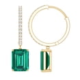 thumbnail image 1 of Rosec Jewels Certified Lab Grown Emerald Drop Earrings for Women (4.6 Carat, AAAA Quality) - Emerald Hoop Earrings with Diamond, 18K Yellow Gold, 1 of 7
